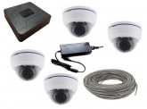 Комплект видеонаблюдения на 4 купольных камеры высокого разрешения