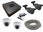 Комплект видеонаблюдения на 2 купольных камеры для дома и 2 камеры для улицы высокого разрешения